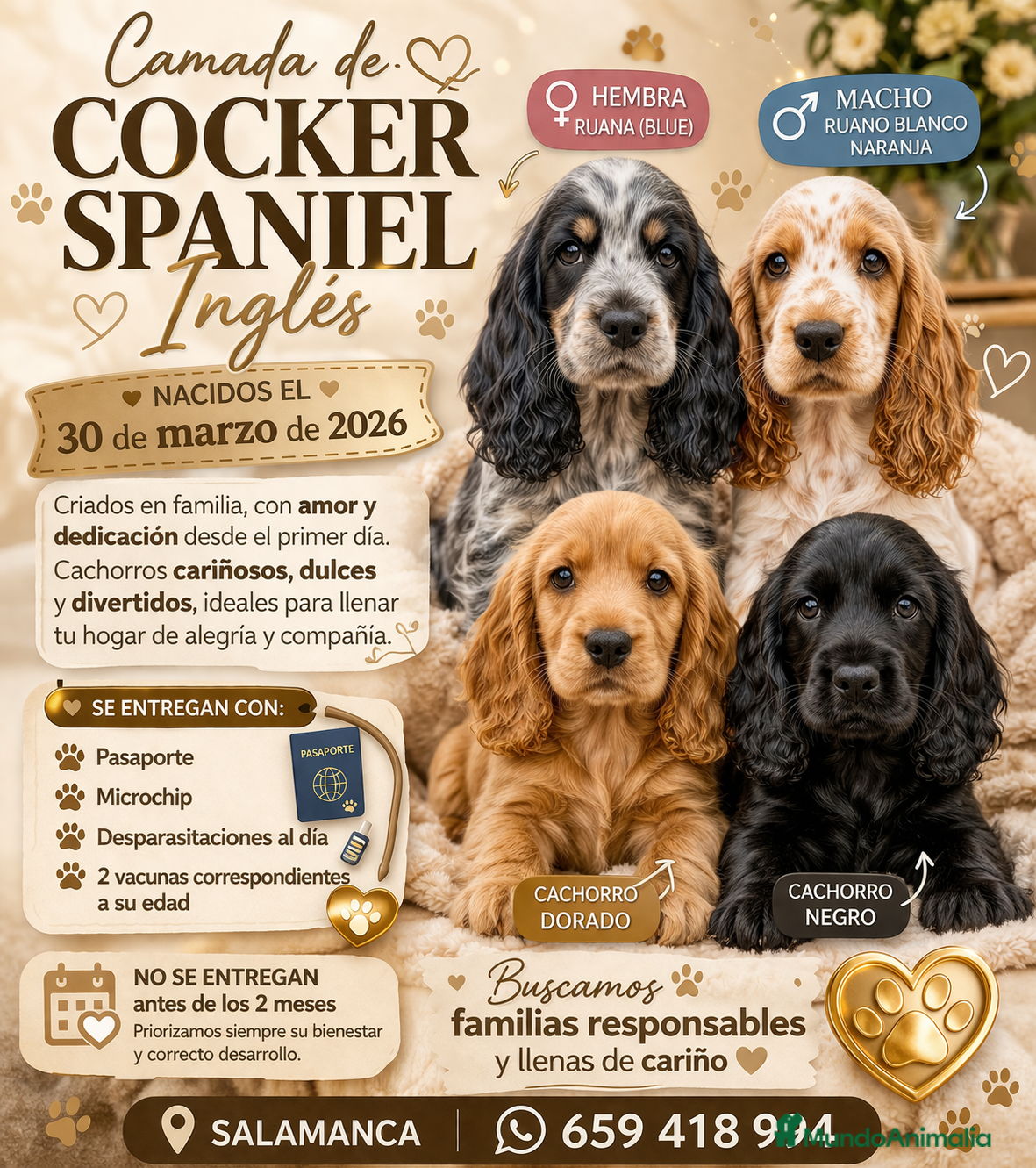 Cocker Spaniel Inglés perros Preciosos cachorros cocker ruano y negros  - Anuncio 2