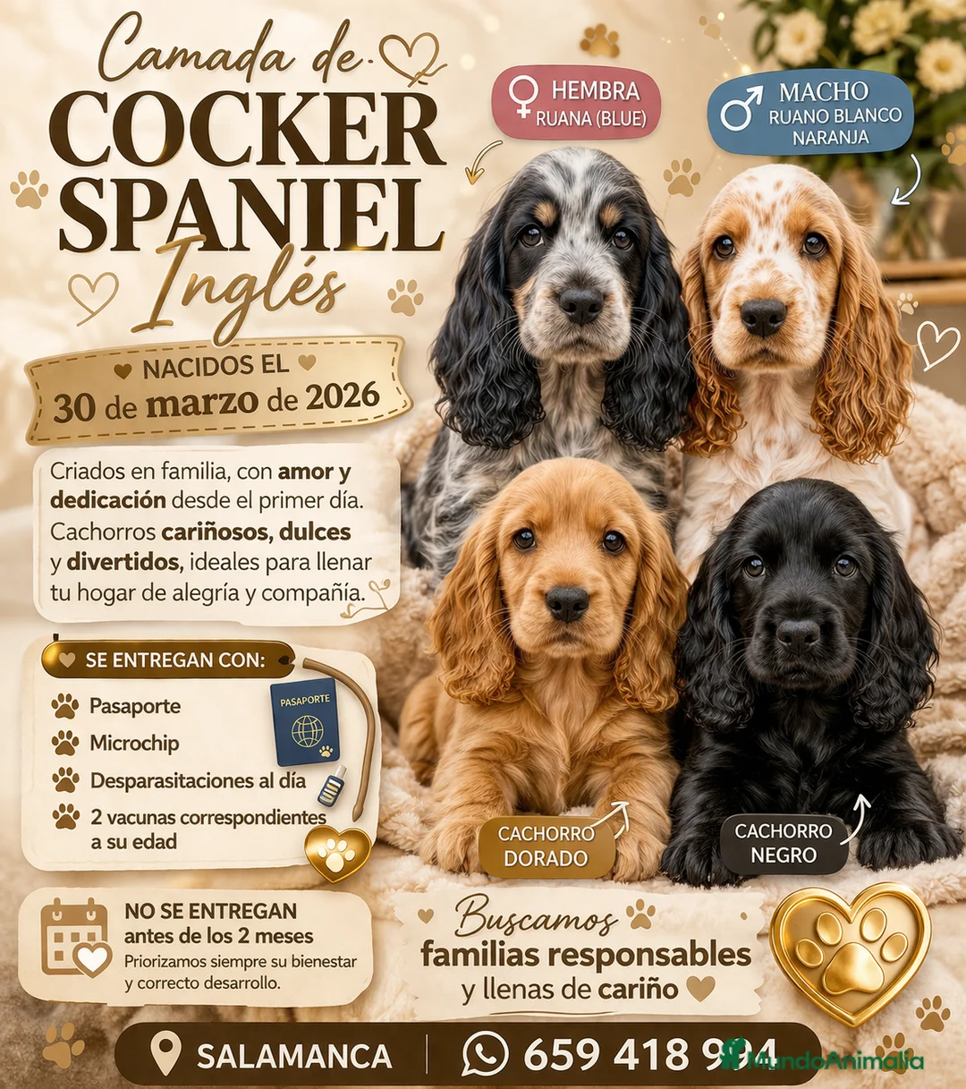 Cocker Spaniel Inglés perros en venta: Preciosos cachorros cocker ruano y negros  - Anuncio 2