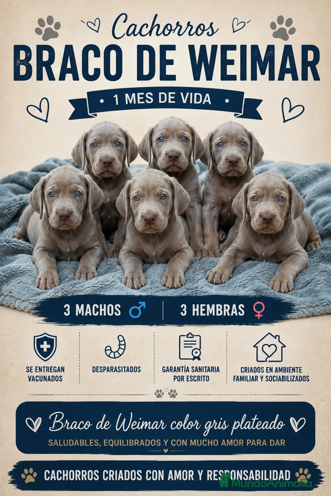 Weimaraner perros en venta: Preciosa camada de Braco de Weimar  en Barcelona - Anuncio 8